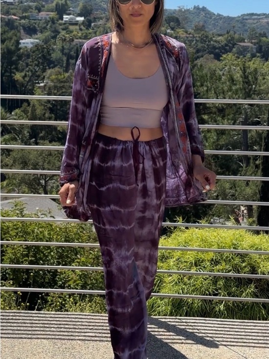 Sun Child Jackets & Blazers - Sun Child 2PC silk Purple Tie-Dye Jacket & Pants Festival Coachella one size
